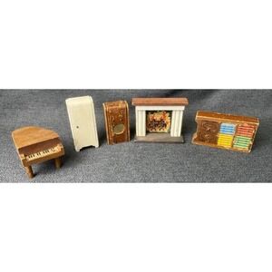 Vintage 1930s/1950s Strombecker Wooden Dollhouse Furniture 5 Pieces